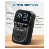 DEWENWILS Digital Temperature Controller, Heavy Duty 15A/1800W Thermostat Outlet Plug, VA Display Heating Cooling Control Timer, -40~210, Cyclic Timing/Countdown, for Greenhouse Incubator, Black