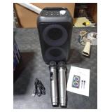 Karaoke Machine for Adults Kids, Portable Bluetooth Speaker with 2 Wireless Microphones, TWS Mode & LED Light, 10H Battery PA System Stage Monitors,Perfect for Home Party Outdoor Birthday Gifts(Black)