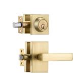 NCSEN Satin Brass Exterior Door Lock Set, Front Door Handle with Deadbolt, Heavy Duty Entry Door Handleset