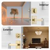 NCSEN Satin Brass Exterior Door Lock Set, Front Door Handle with Deadbolt, Heavy Duty Entry Door Handleset