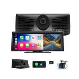 Wireless Carplay Screen for Car 2K Dash Cam, 8.1 HD Portable Car Stereo with Carplay & Android Auto, 1080P Backup Camera, Mirror Link/Bluetooth/GPS Navigation/Satellite Radio for All Vehicles