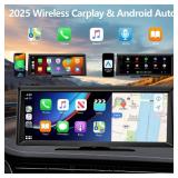 Wireless Carplay Screen for Car 2K Dash Cam, 8.1 HD Portable Car Stereo with Carplay & Android Auto, 1080P Backup Camera, Mirror Link/Bluetooth/GPS Navigation/Satellite Radio for All Vehicles