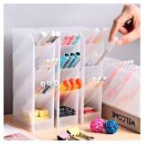 PeoTRIOL Pen Organizer, Pencil Holder, Multi-Functional Stationery Desk Organizer Makeup Lipsticks Storage for Office, School, Home Supplies Set of 4, 16 Compartment