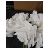 DUYONE Artificial Roses Single Stem 10pcs Fake Silk Flower Arrangement Bouquet for Home Party Wedding Decoration(White)