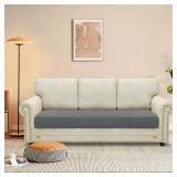 MAXIJIN Velvet Stretch Couch Cushion Covers Soft Sofa Cushion Cover Replacement Sofa Seat Cushion Slipcovers Furniture Protector with Elastic Bottom (1 Piece Sofa Cushion Cover, Light Grey)