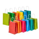 RACETOP 32 Pack Small Paper Gift Bags with Handles, 5.8x3.2x8.25 Kraft Paper Party Favor Bags Bulk for Kids Birthday, Baby Shower, Crafts, Wedding, Party Supplies (8 Colors)