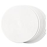 FunWheat Round Braided Placemats Set of 8 Place Mats for Dining Table Woven Washable Non-Slip Table Mats 15 Inch(Cream White,8pcs)