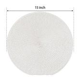 FunWheat Round Braided Placemats Set of 8 Place Mats for Dining Table Woven Washable Non-Slip Table Mats 15 Inch(Cream White,8pcs)