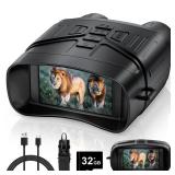 HEXEUM Night Vision Goggles, 4K Night Vision Binoculars for Adults with 5000mAh Battery, 3 HD Screen & 32GB Card for Hunting, Wildlife Observation, Security