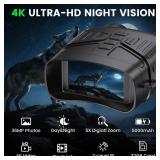 HEXEUM Night Vision Goggles, 4K Night Vision Binoculars for Adults with 5000mAh Battery, 3 HD Screen & 32GB Card for Hunting, Wildlife Observation, Security