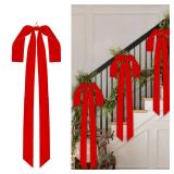 Aneco 12 Pieces Large Red Velvet Christmas Bows 35 x 16 Inch Christmas Swag Bow Pre Tied Fence Staircase Wreath Bows Holiday Tree Topper for Xmas Home Door Outdoor Decorations