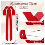 Aneco 12 Pieces Large Red Velvet Christmas Bows 35 x 16 Inch Christmas Swag Bow Pre Tied Fence Staircase Wreath Bows Holiday Tree Topper for Xmas Home Door Outdoor Decorations