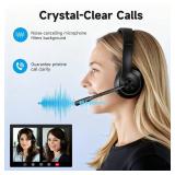 AOC Wireless Headset with Mic for Work, Bluetooth 5.4 Headphones with Noise Canceling Microphone, USB C, 30H, Clear Calls & Mic Mute for PC, Laptop, Cell Phones, Zoom - Black