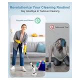 IEZFIX Electric Spin Scrubber, Bathroom Power Shower Scrubber Cleaning Brush for Tub/Tile/Floor/Toilet/Kitchen, 8 Cleaner Scrub Brush Heads, 3 Speeds 450RPM Max, Telescopic Rod Black