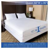 Queen Size Mattress Protector Bedbug Waterproof Zippered Cover Hypoallergenic Premium Quality Encasement White