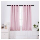 INLINAS Pale Pink Blackout Curtains with Sheer Overlay - Grommet Top Thermal and Noise Reduction Panels for Bedroom and Living Room Light Blocking and Energy Saving, 52 x 63 Inches, Set of 2