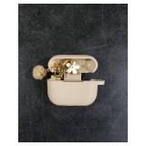 Cute Case for Airpods Pro 2nd/1st Generation Cover for Girl Women with Pom pom Flower Keychain & Cleaner Kit, Soft Silicone Protective Skin for Airpods Pro 2/1 Gen 2019/2023/2022, Milk Tea