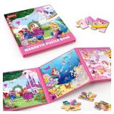 SYNARRY Unicorn Mermaid Princess Magnetic Puzzles for Toddlers 3-5 Girls, 20 Pieces Travel Puzzles for Kids Ages 4-6, Car Airplane Road Trip Activities Toys for 3 4 5 6 Year Old Girls Birthday Gifts