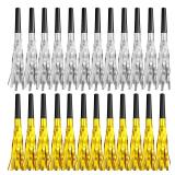 New Years Eve Party Supplies 2026-24 PCS Noise Makers, 12 Gold & 12 Silver Glitter Party Blowers for Adults, Bulk New Year Eve Birthday Christmas Noisemakers Horns