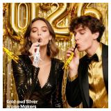 New Years Eve Party Supplies 2026-24 PCS Noise Makers, 12 Gold & 12 Silver Glitter Party Blowers for Adults, Bulk New Year Eve Birthday Christmas Noisemakers Horns