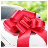 Zoe Deco - Big Car Bow - Red, 30 Inch - Giant Car Bow for Birthday, Christmas, Wedding Reception, Surprise Party - Large Gift Wrapping for Huge Present