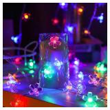 Battery Operated and USB Plug in Fairy Flower String Lights, 9.8 ft 30 LED Cherry Blossom 8 Modes Timer Indoor Bedroom Party Wedding Garden Christmas Easter Tree Hanging Decorations (Multi Color)