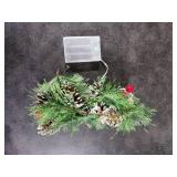 Snowy Christmas Garland with Lights 6.56FT Smokey Pine Garlands Wreath 20 LED Warm Lights Battery Operated with Timer Pine Cones Garland Decor for Christmas Tree Home Mantle Stairs Door Decorations