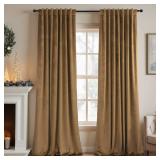 Velvet Curtains 84 Inch Length 2 Panels Set Gold Brown Light Blocking Thermal Insulated Room Darkening Window Drapes Soft Luxury Curtain for Living Room Bedroom Back Tab Pleated Pocket 7ft Long Golden