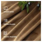 Velvet Curtains 84 Inch Length 2 Panels Set Gold Brown Light Blocking Thermal Insulated Room Darkening Window Drapes Soft Luxury Curtain for Living Room Bedroom Back Tab Pleated Pocket 7ft Long Golden