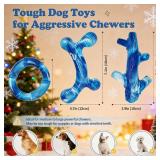 Furdog 3Pack Dog Toys for Aggressive Chewers Dog Chew Toy Tough Dog Toys to Keep Them Busy Bacon Flavor Teething Chew Toys & Dental Health for Large Medium Small Breeds (Blue)