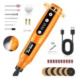 Tarlido Cordless Rotary Tool Kit, 3.7V 2.0Ah Rechargeable Battery, 18000RPM 5-Speed Multi Power Carving Tools, 31Pcs Accessories, Engraving, Sanding, Grinding, Polishing, Carving, Etching, DIY-Orange
