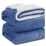 KAWAHOME Sherpa Fleece Twin Size Blanket for Bed - Extra Warm and Heavy Thick Blankets for Winter, Super Soft 500GSM Plush Blanket, 66X 90 Washed Blue