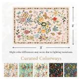 Rugflix 2x3 Small Area Rugs for Entryway, Washable Entrance Door Mat Non-Slip, Soft Low Pile Stain Resistant Vintage Floral Indoor Throw Rug for Kitchen, Bedroom, Hallway, Beige