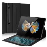 Galaxy Tab S10 Ultra / S9 Ultra Keyboard Case-7 Colors Backlight Keyboard, Smart Protective Cover with S Pen Holder for Samsung Galaxy Tab S9 Ultra 2023/S8 Ultra 2022 14.6 inch - Black
