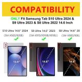 Galaxy Tab S10 Ultra / S9 Ultra Keyboard Case-7 Colors Backlight Keyboard, Smart Protective Cover with S Pen Holder for Samsung Galaxy Tab S9 Ultra 2023/S8 Ultra 2022 14.6 inch - Black