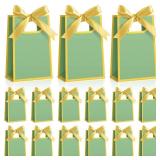 Kolldenn 24 Pcs Small Gift Bags with Bow 6.3 x 3.9 x 2.8 Inch Thank You Gift Bags Elegant Mini Paper Bag with Handles for Wedding Bridal Birthday Baby Shower Bridesmaid Party Favors(Green)