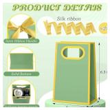 Kolldenn 24 Pcs Small Gift Bags with Bow 6.3 x 3.9 x 2.8 Inch Thank You Gift Bags Elegant Mini Paper Bag with Handles for Wedding Bridal Birthday Baby Shower Bridesmaid Party Favors(Green)