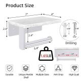 Brushed Nickel Toilet Paper Holder Wall Mounted with Marble Shelf, Tissue Roll Holder 304 Stainless Steel for Bathroom Washroom, Screw-in Modern Toilet Paper Holder