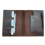 newestor Travelers Notebook Cover with Inner Pockets, Card Slots and Pen Holder, A5 Size, Dark Brown