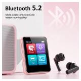 MP3 Player with Bluetooth, 32GB Portable Bluetooth MP3 Player for Kids, 1.8 inch Music Player with Speaker, FM Radio, Voice Recorder, Supports Expanded Up to 512GB(Pink)