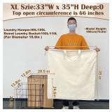 CALACH Canvas Laundry Bag 33Wx 35H, Thick Canvas Laundry Bag with Handles & Drawstring, Extra Large Heavy Duty Washable Basket Liner Hamper Liner Storage Sack (Beige XL, 2 Pack)