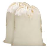 Canvas Laundry Bag with Handles & Drawstring Closure 27.5 Lx35H, Thick Cotton Laundry Bag Large Heavy Duty Washable Dirty Clothes Travel Sack for Camp, College Dorm, Laundromat (Beige L, 2 Pack)