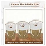 Canvas Laundry Bag with Handles & Drawstring Closure 27.5 Lx35H, Thick Cotton Laundry Bag Large Heavy Duty Washable Dirty Clothes Travel Sack for Camp, College Dorm, Laundromat (Beige L, 2 Pack)