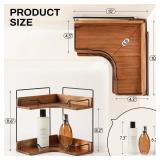 Snuvid 2-Tier Bathroom Counter Organizer, Wooden Corner Shelf for Vanity Countertop Skincare & Makeup, Storage and Organization for Kitchen