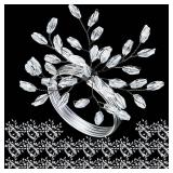 WILLBOND Christmas Handmade Crystal Leaf Napkin Rings Set of 18 Rhinestone Gold Napkin Rings Silver Napkin Rings for Dinner Parties Weddings Thanksgiving Everyday Use(24 Pieces, Silver)