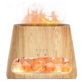 SALKING 2-in-1 Ultrasonic Essential Oil Diffuser & Himalayan Salt Lamp, Aromatherapy Diffuser Cool Mist Humidifier with Auto Off Function, 100% Pure Himalayan Pink Salt Rock, 150ml (Wooden Grain)