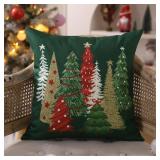 DFXSZ Christmas Pillow Covers 18x18 Inch Set of 2 Xmas Tree Decorative Green Throw Pillows Winter Christmas Decor for Home Couch TH-50B18