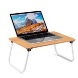Ruxury Folding Lap Desk Laptop Stand Bed Desk Table Tray, Breakfast Serving Tray, Portable & Lightweight Mini Table for Sofa Couch Floor - Brown Wood