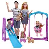 Familydolls Pregnant Dolls Set of 6 People with Removable Baby, 12 Inch Realistic Mommy Doll Set for Kids, Educational Pregnancy Doll Toy, Role Play Gift for Girls Ages 3+