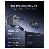 65W Dell Charger for Laptop, Dell Computer Charger USB-C for XPS, Inspiron, Latitude and Vostro Models, Power Cord 4.5 * 3.0 mm and 7.5 * 3.0 mm Compatible with Both 65W 45W (Foldable AC Plug)